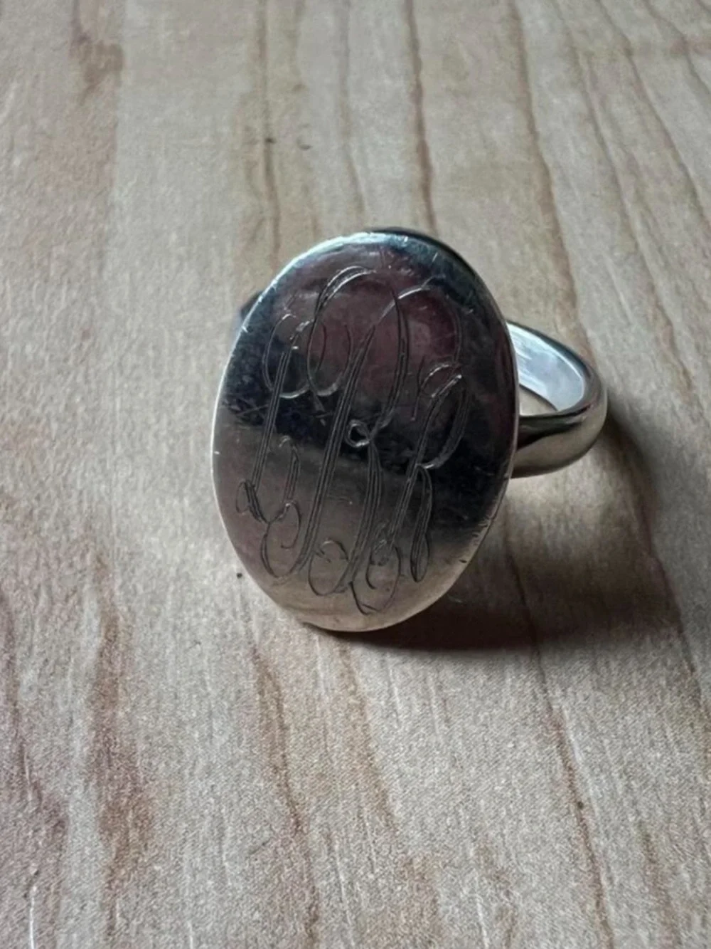 VINTAGE STERLING SILVER MONOGRAMMED SIGNET RING 6.5-7
